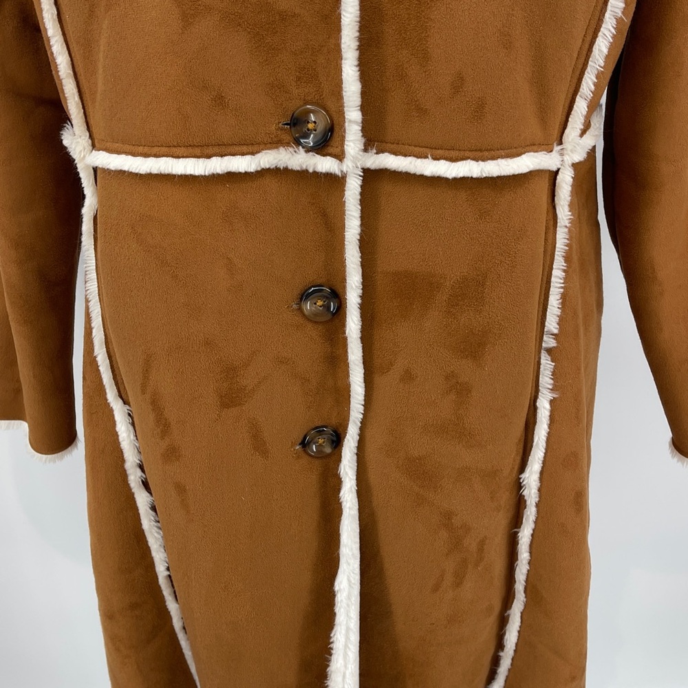 JESSICA LONDON SIZE 14W Women's Brown Faux Shearling Coat - Picture 3 of 12